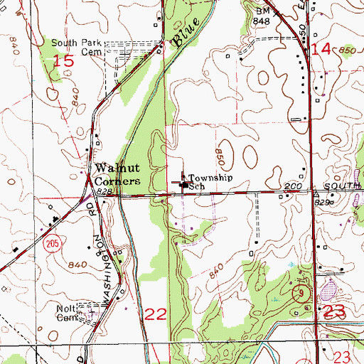 Topographic Map of Columbia Township School, IN