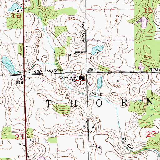Topographic Map of Thorncreek Center School, IN