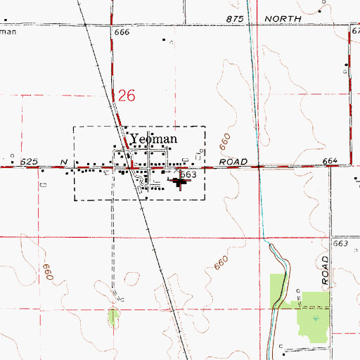 Topographic Map of Yeoman Elementary School, IN