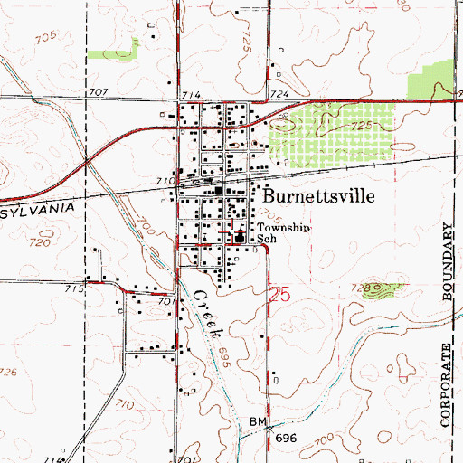 Topographic Map of Eastlawn Elementary School, IN