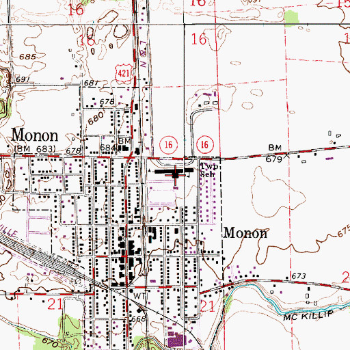Topographic Map of North White High School, IN