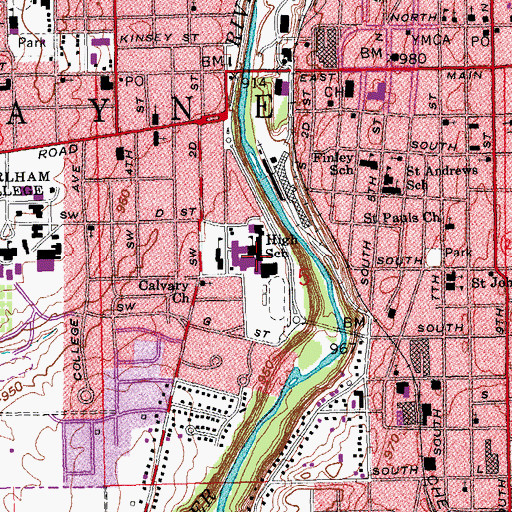 Topographic Map of Richmond Senior High School, IN
