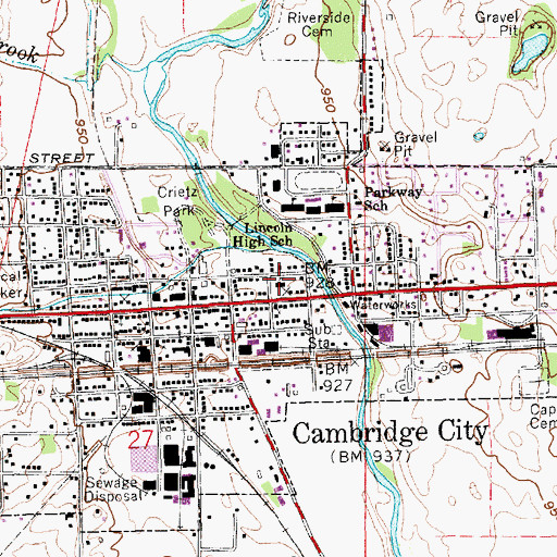 Topographic Map of Central Elementary School, IN