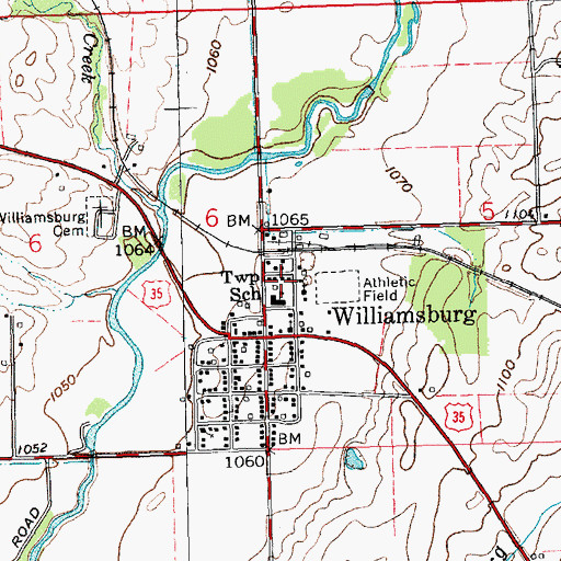 Topographic Map of Williamsburg Elementary School, IN