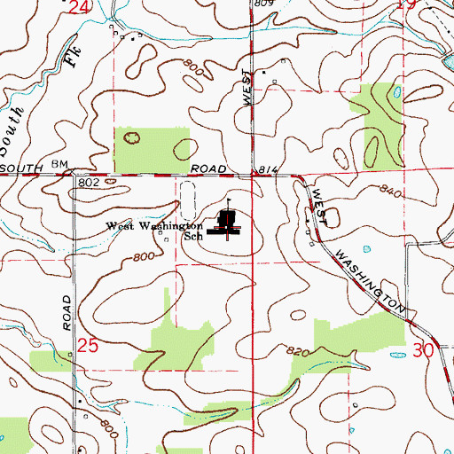 Topographic Map of West Washington Junior-Senior High School, IN