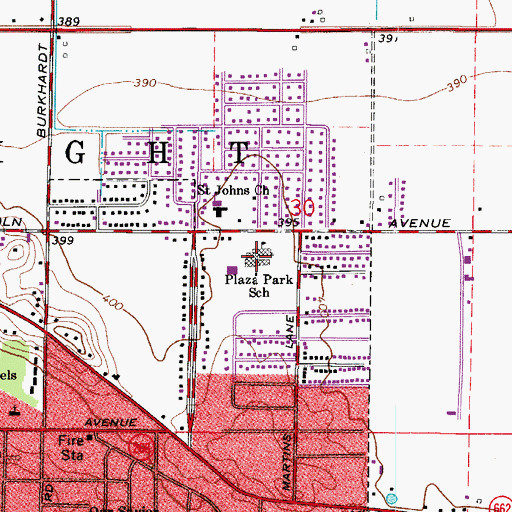 Topographic Map of Plaza Park Elementary and Junior High School, IN