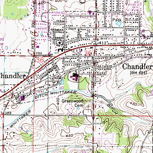 Topographic Map of Chandler Elementary School, IN