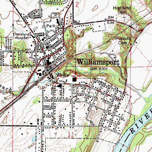 Topographic Map of Williamsport Elementary School, IN