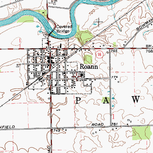 Topographic Map of Roann Elementary School, IN
