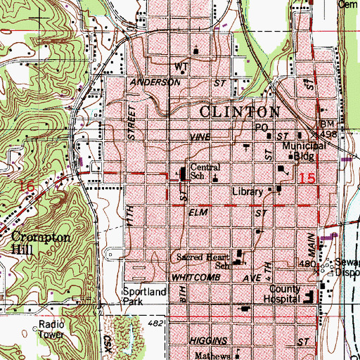 Topographic Map of Central Elementary School, IN