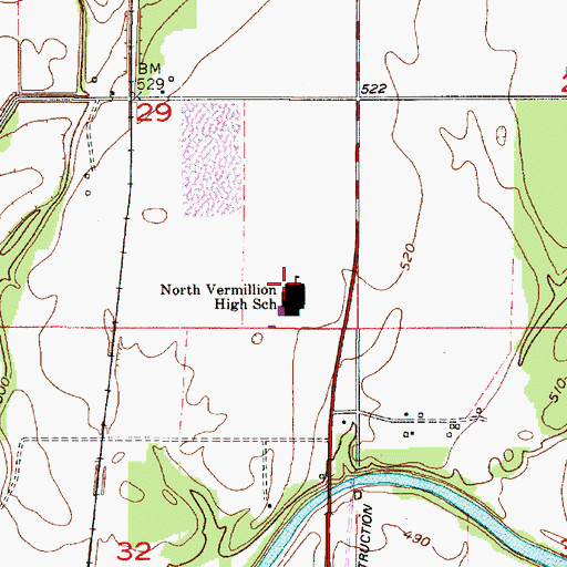 Topographic Map of North Vermillion High School, IN