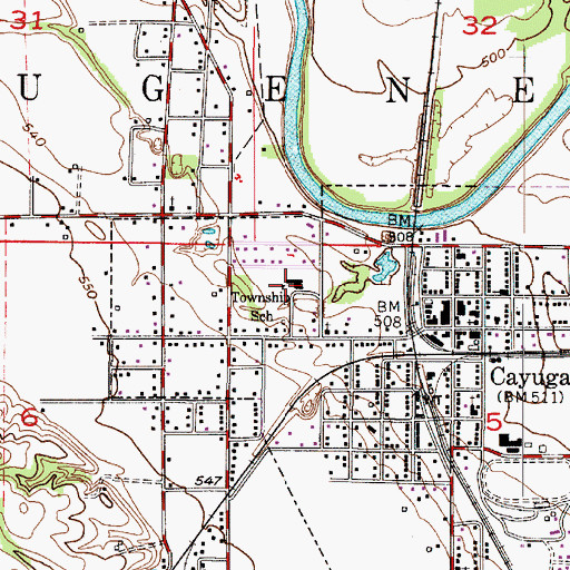 Topographic Map of Cayuga Elementary School, IN