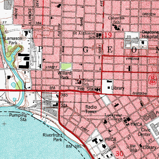 Topographic Map of Trinity Lutheran School, IN