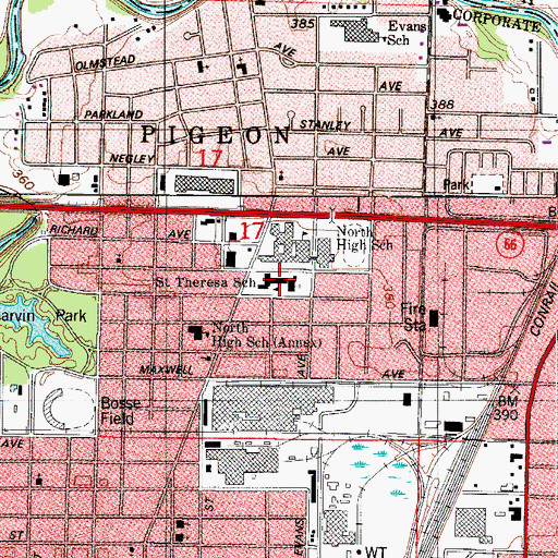Topographic Map of Saint Theresa School, IN
