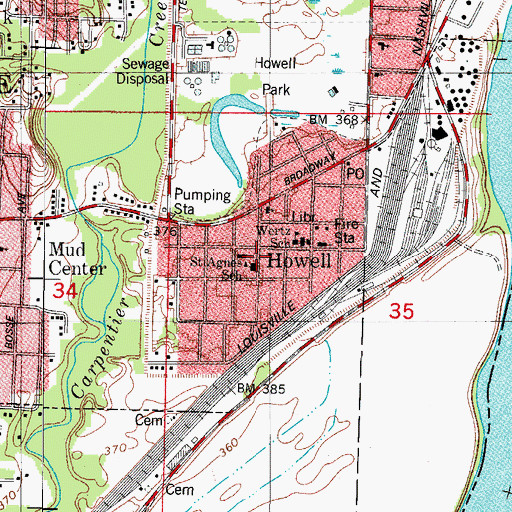 Topographic Map of Saint Agnes School, IN