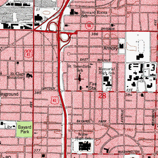 Topographic Map of Saint Benedict School, IN