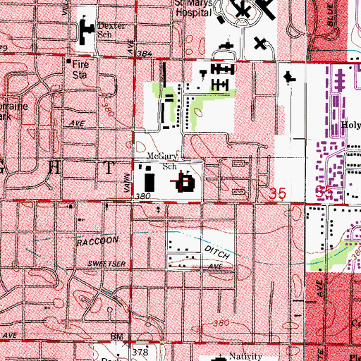 Topographic Map of McGary Elementary and Junior High School, IN