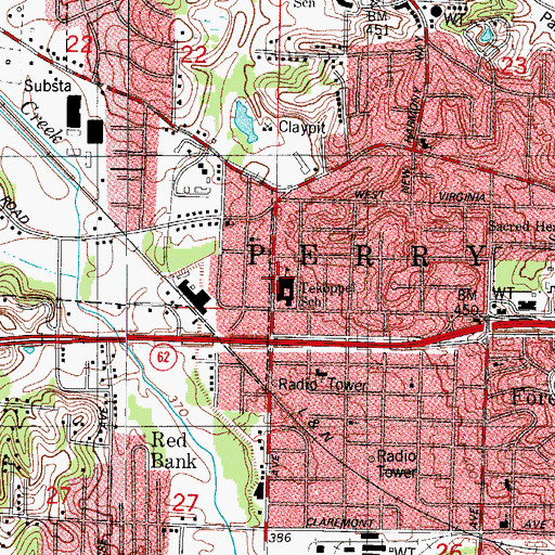 Topographic Map of Tekoppel Elementary and Junior High School, IN
