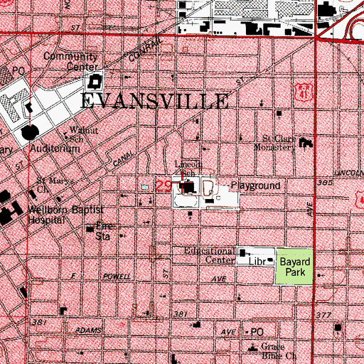 Topographic Map of Lincoln Elementary and Junior High School, IN