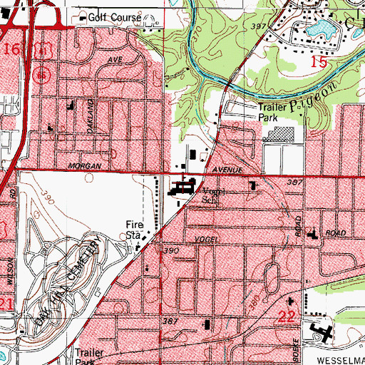 Topographic Map of Vogel Elementary and Junior High School, IN