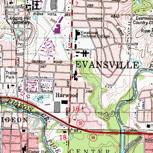 Topographic Map of Harwood Elementary and Junior High School, IN