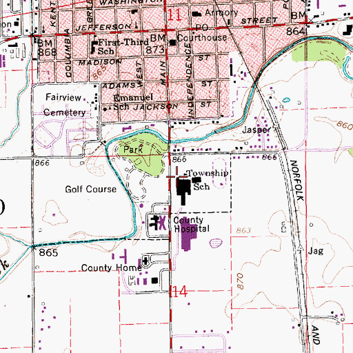 Topographic Map of Washington Elementary School, IN