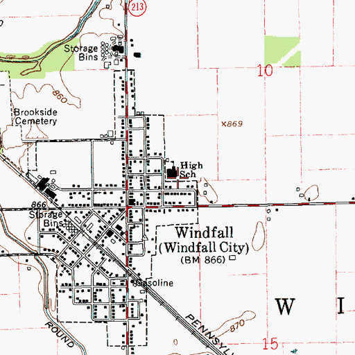 Topographic Map of Windfall Elementary School, IN