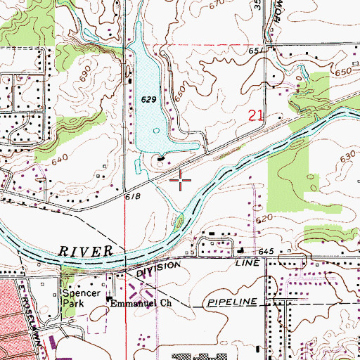 Topographic Map of Lake Perry Dam, IN