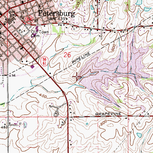 Topographic Map of Prides Creek Lake Dam Number 4, IN