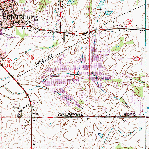 Topographic Map of Prides Creek Lake, IN