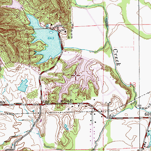 Topographic Map of Foxcliff Lake, IN