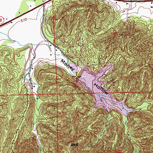 Topographic Map of Southern Hills Lake Dam, IN