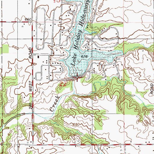 Topographic Map of Lake Holiday Hide-Away Dam, IN