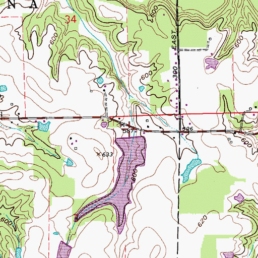Topographic Map of Thomas J Miller Lake Dam, IN