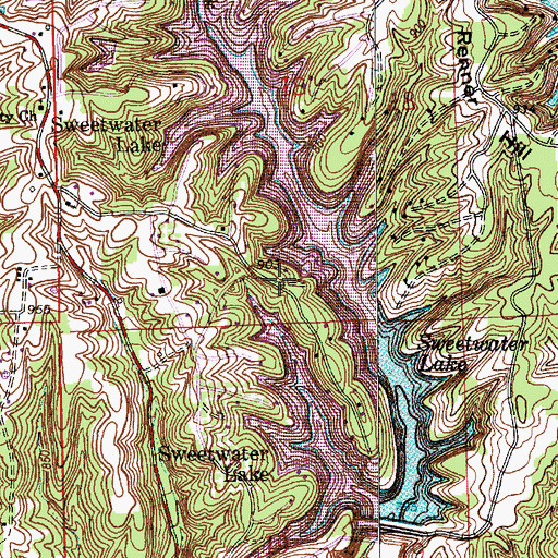 Topographic Map of Sweetwater Lake, IN