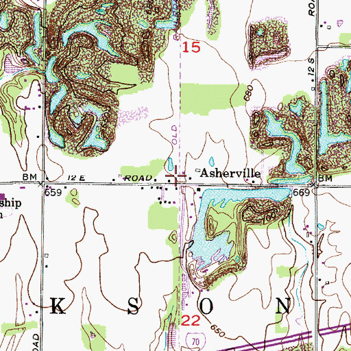Topographic Map of Asherville, IN
