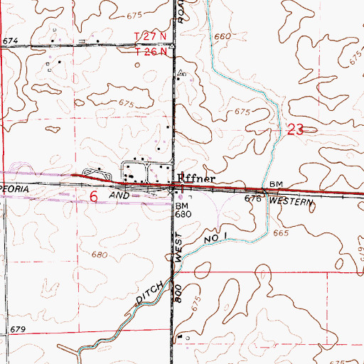 Topographic Map of Effner, IN