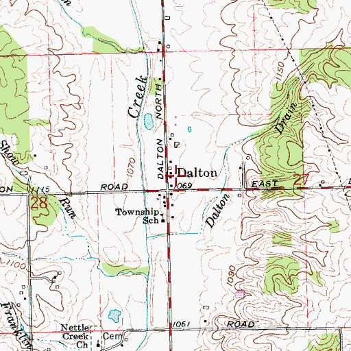 Topographic Map of Dalton, IN