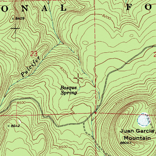 Topographic Map of Bosque Tank, AZ