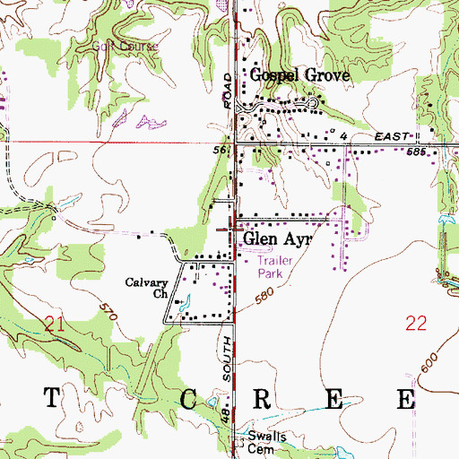 Topographic Map of Glen Ayre, IN