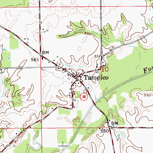Topographic Map of Tampico, IN