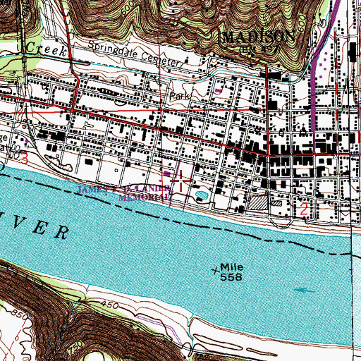 Topographic Map of James F D Lanier Memorial, IN