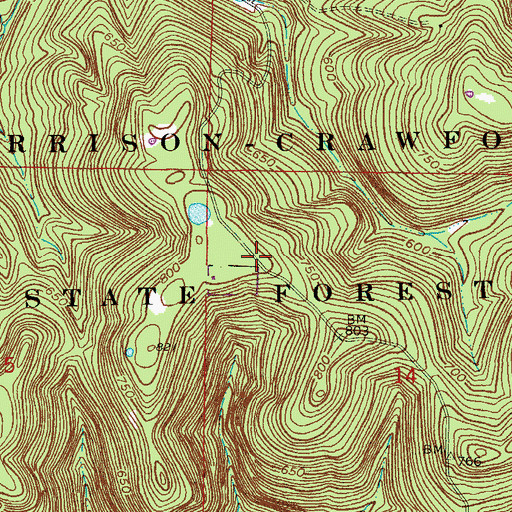 Topographic Map of Wyandotte Woods, IN