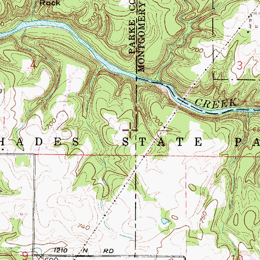 Topographic Map of Shades State Park, IN