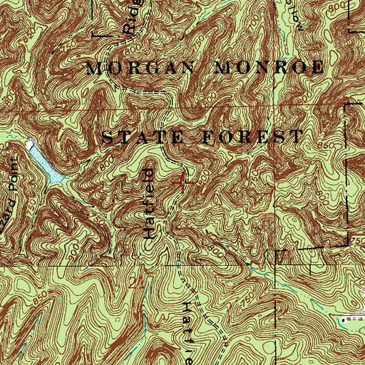 Topographic Map of Morgan Monroe State Forest, IN