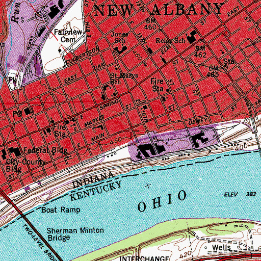 Topographic Map of W C Culbertson Mansion, IN