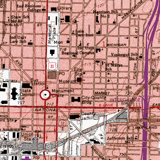 Topographic Map of Indiana State Museum, IN