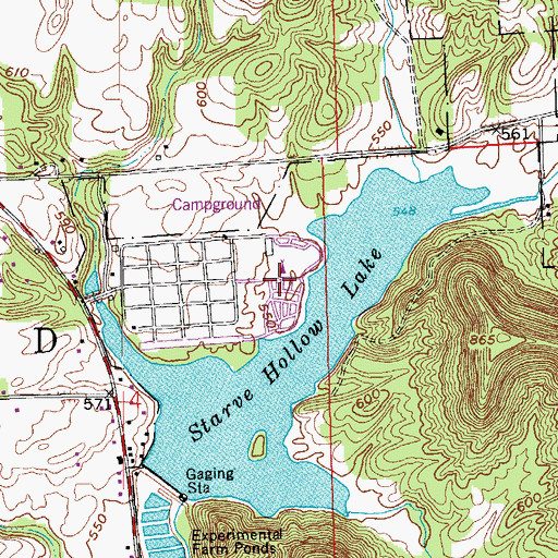 Topographic Map of Starve Hollow State Beach, IN