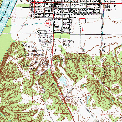 Topographic Map of New Harmony State Memorial, IN