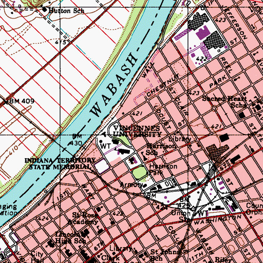 Topographic Map of Indiana Territorial Capitol, IN